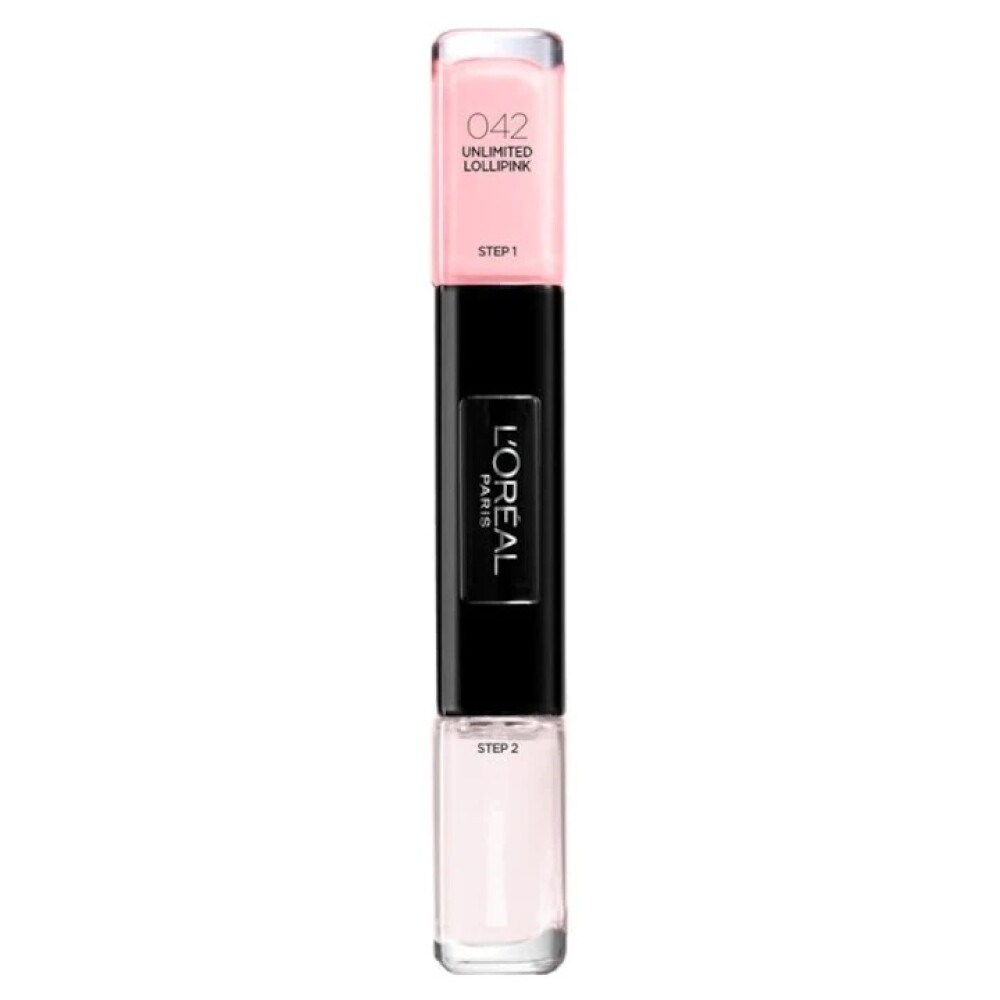 L'Oreal Paris Infallible 2-in-1 körömlakk, 042 Unlimited Lollpink, 2x5 ml