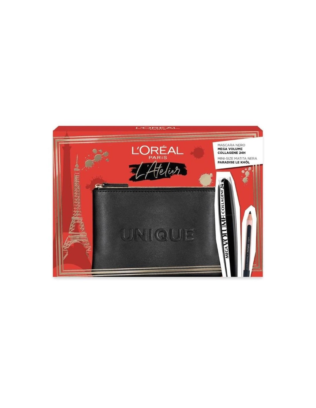 L'Oreal Paris Szett: Kajal szemceruza + Mega Volume spirál + táska