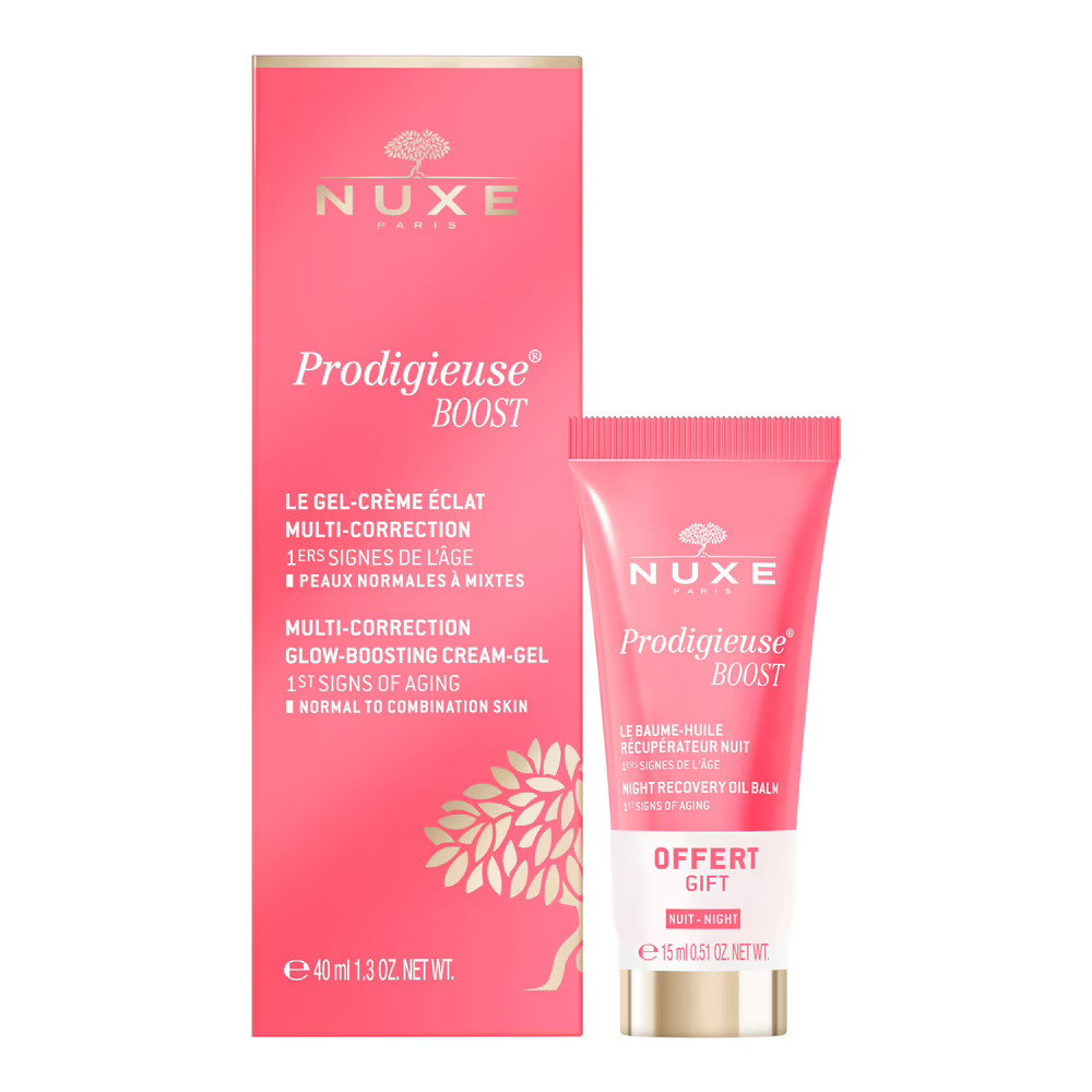 Set Nuxe: Creme Prodigieuse Boost, Regeneráló, Éjszakai, Balzsam, Arcra, 15 ml + Prodigieuse Boost, Multi-korrekciós, Gél krém, Arcra, 40 ml