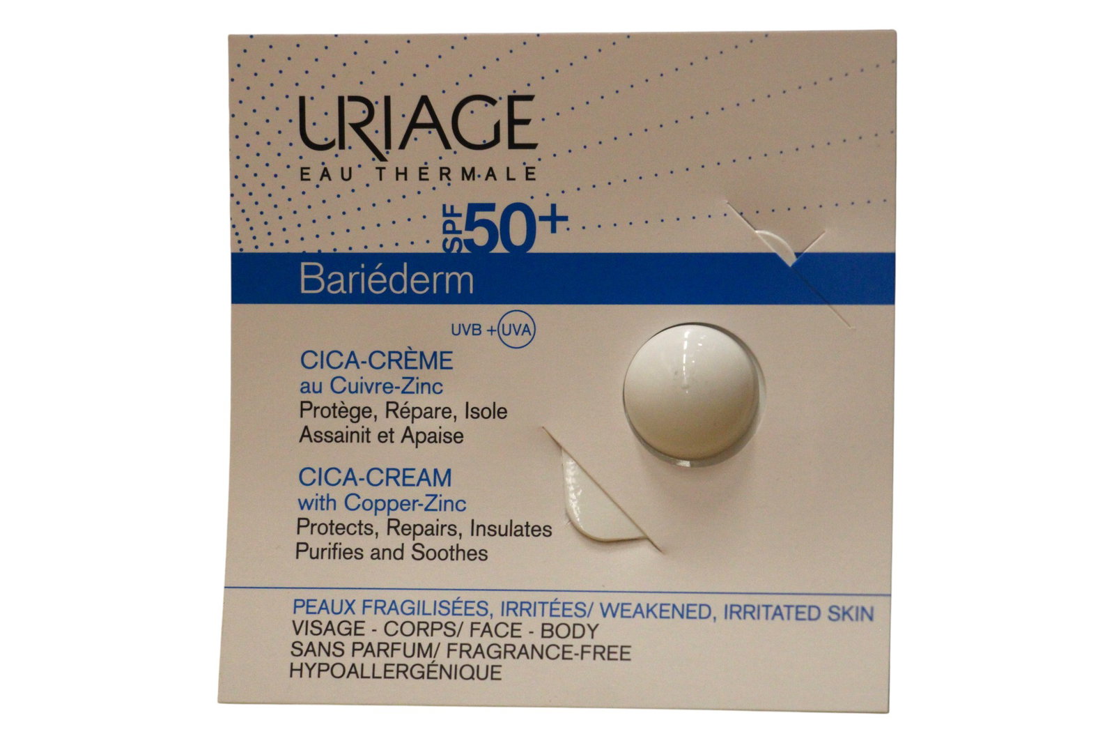 Uriage, Bariederm, Helyreállító, Krém, For Face & Body, SPF 50 + , 0.7 ml *Minta
