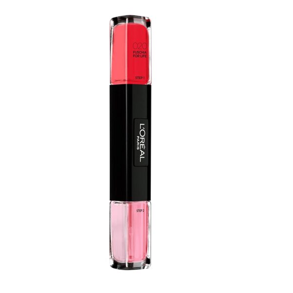 L'Oreal Paris Infallible 2-in-1 Körömlakk, 020 Fuschia For Life, 2x5 ml