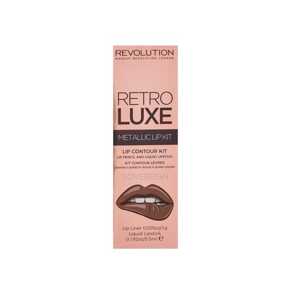 Makeup Revolution Retro Luxe szett: folyékony rúzs és ajakceruza, Sovereign