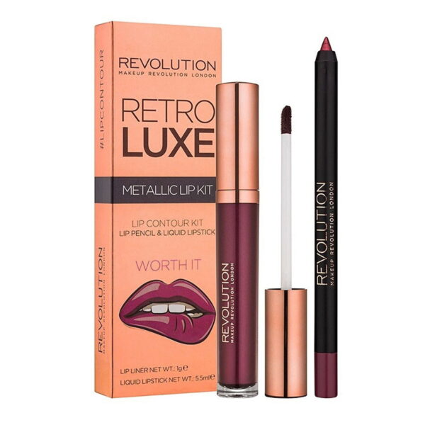 Makeup Revolution Retro Luxe szett: rúzs + ceruza, Worth It